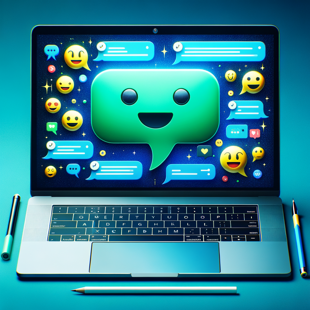 "Digital Emoji Chat on Laptop Screen"