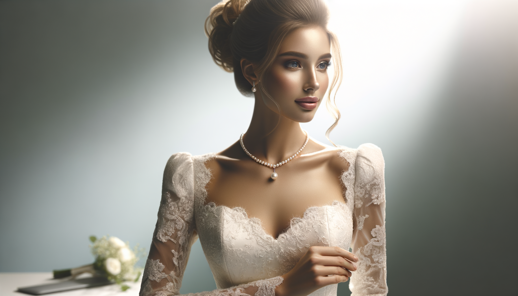 Elegant Bride in Lace Wedding Dress