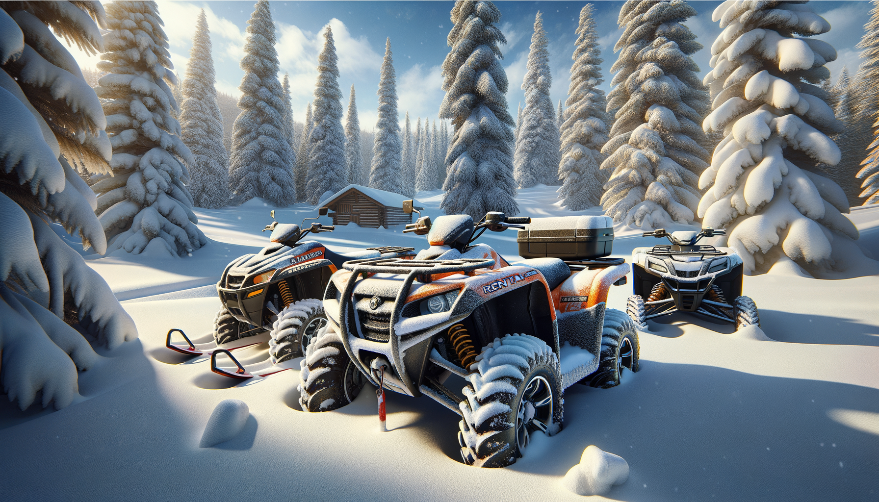 Snow-Covered ATVs in Winter Wonderland