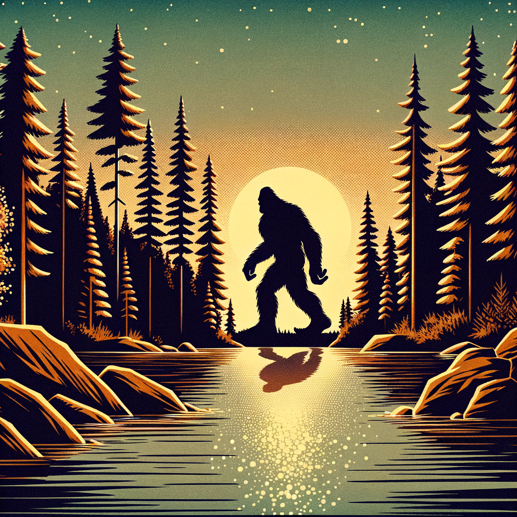 "Bigfoot Under the Moonlit Forest"