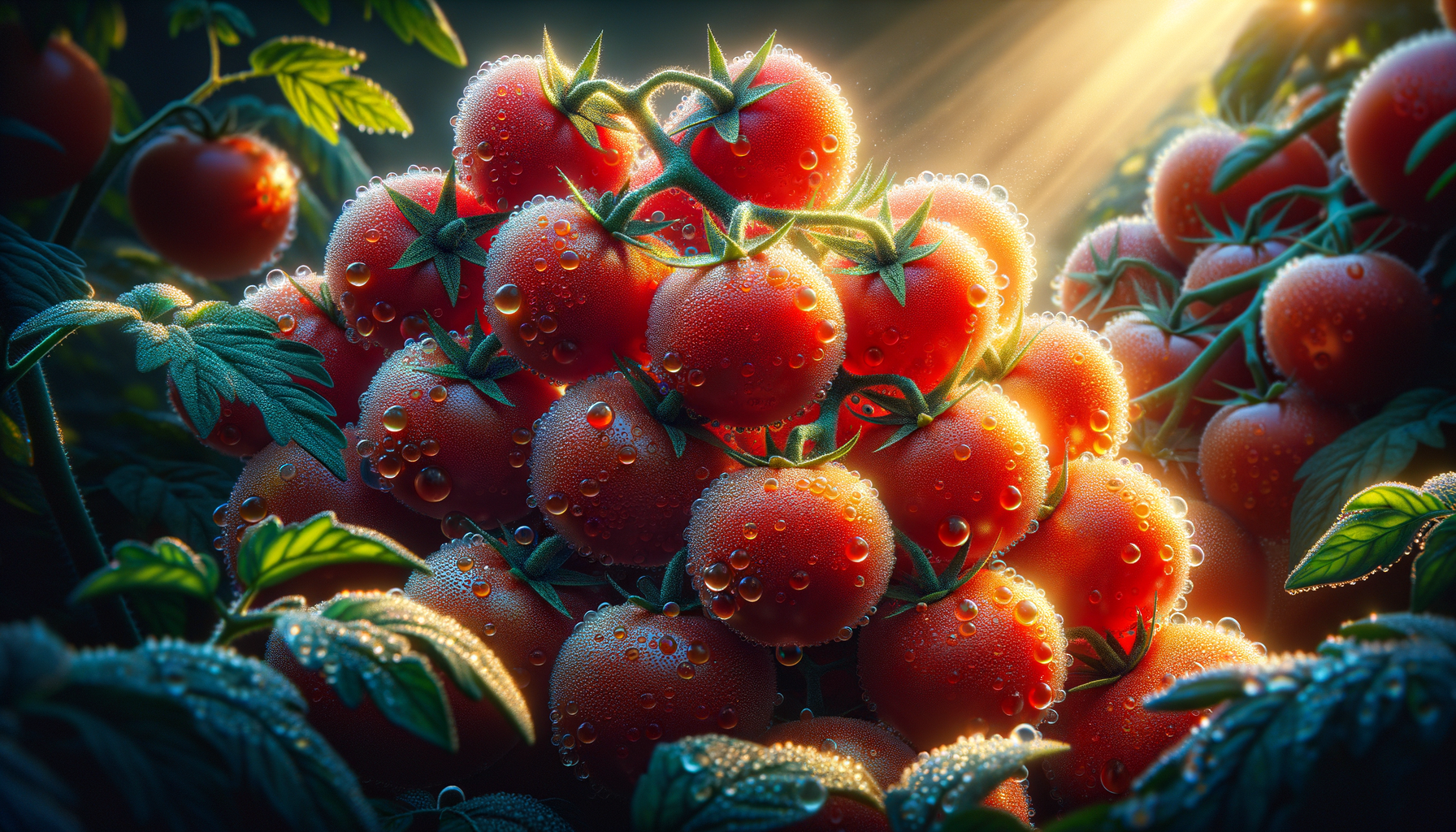 Dewy Tomatoes in Sunlight