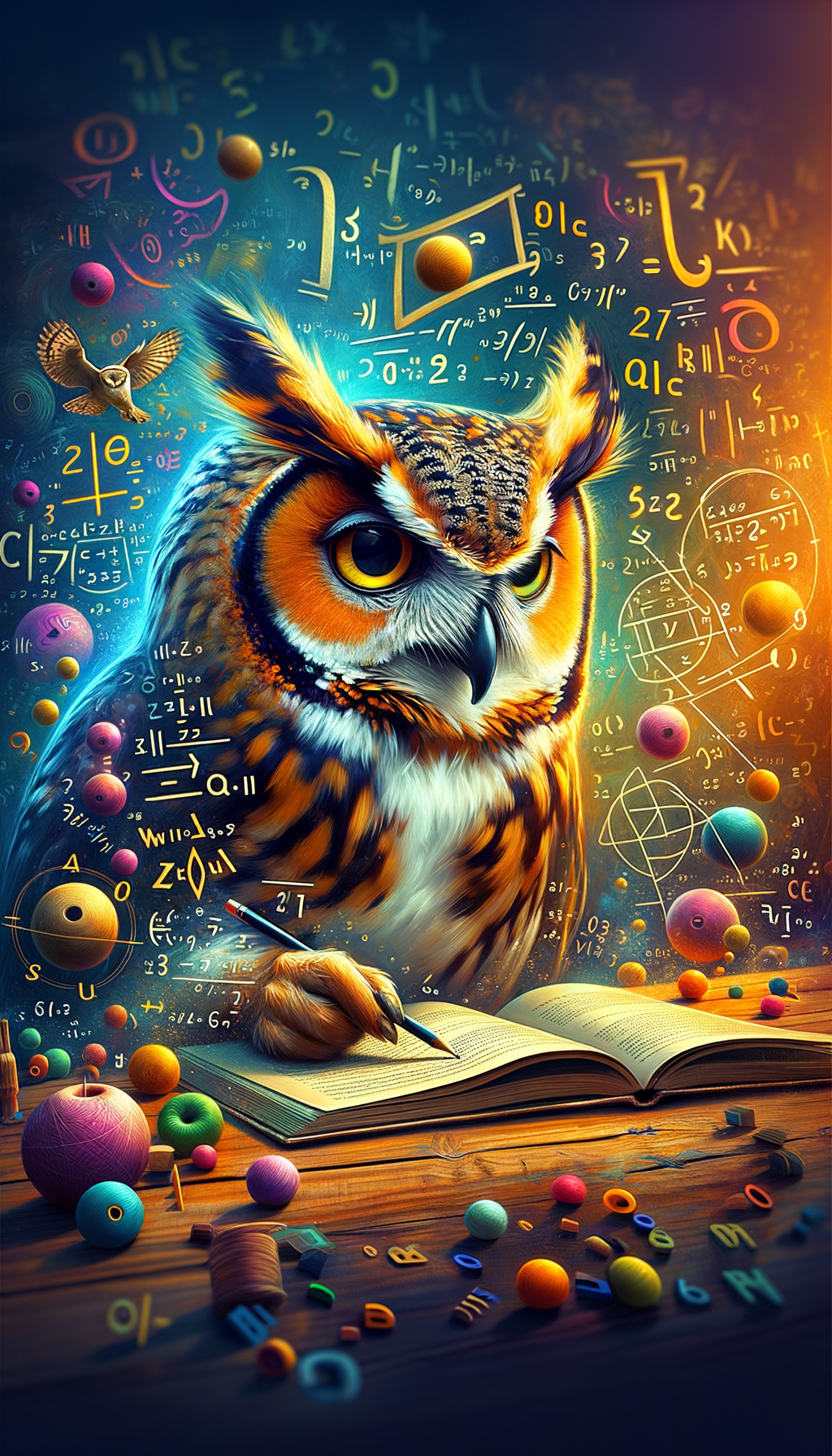 "Wise Owl Solving Mystical Equations"