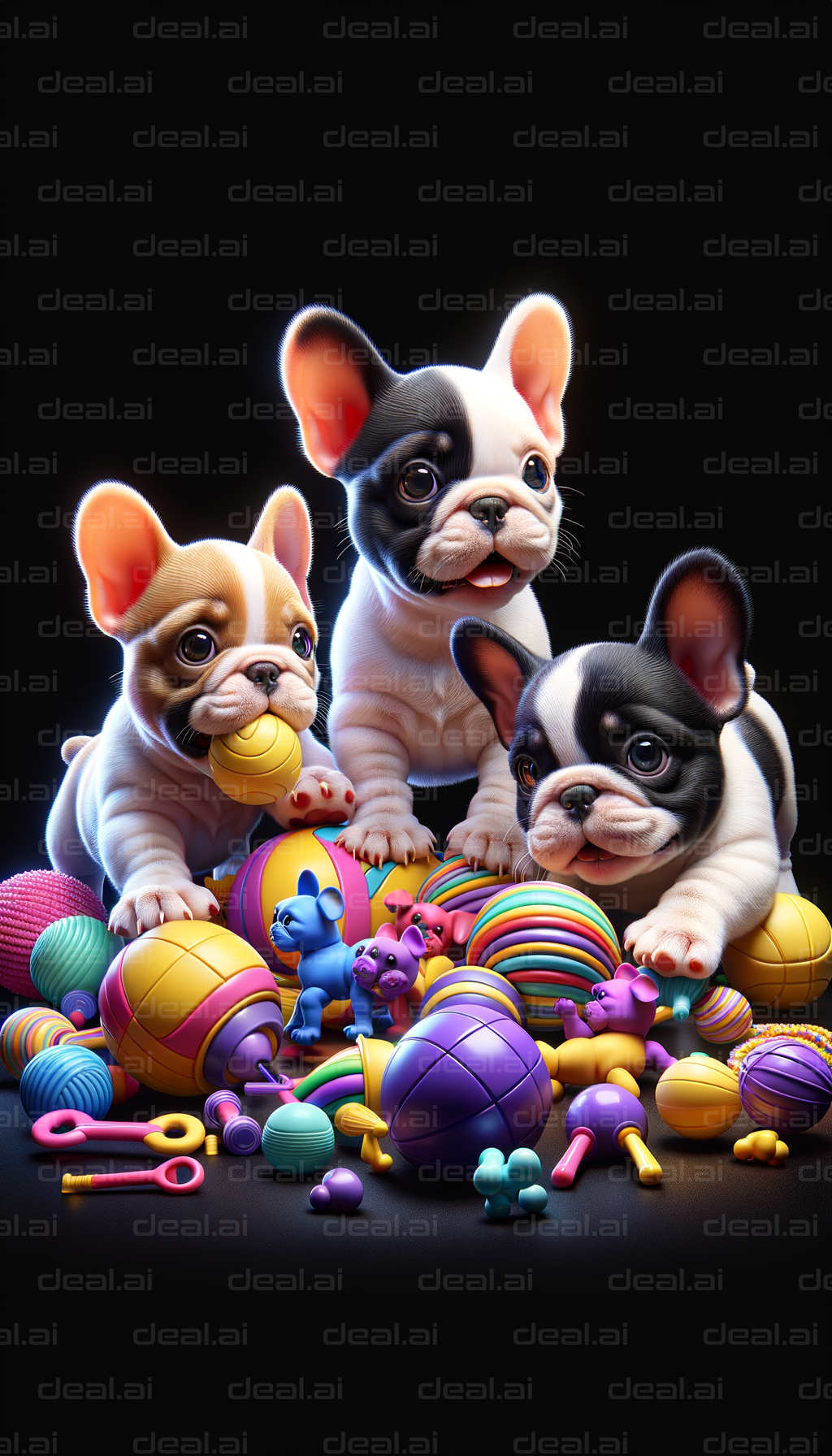 Playful Puppies with Colorful Toys