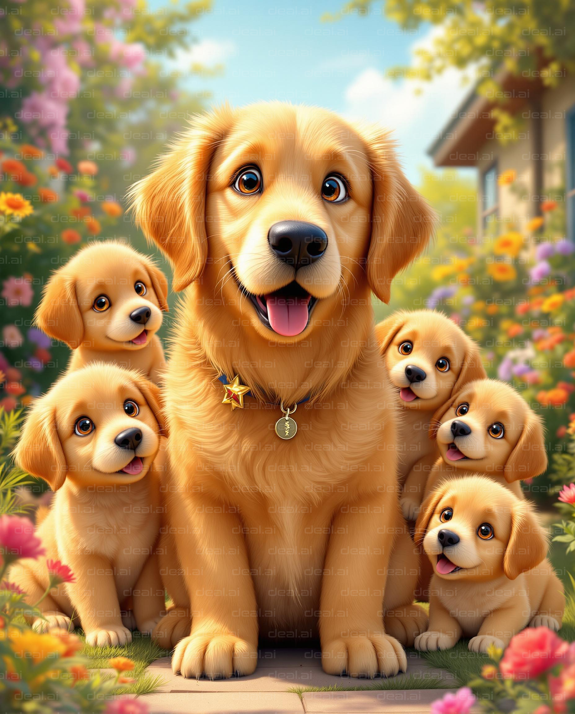 Golden Retriever Family Portrait