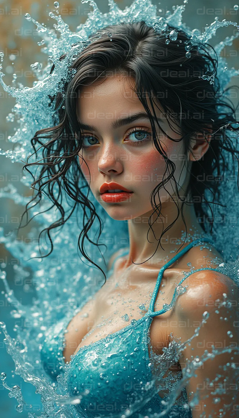 "Water Goddess in Blue Splash"