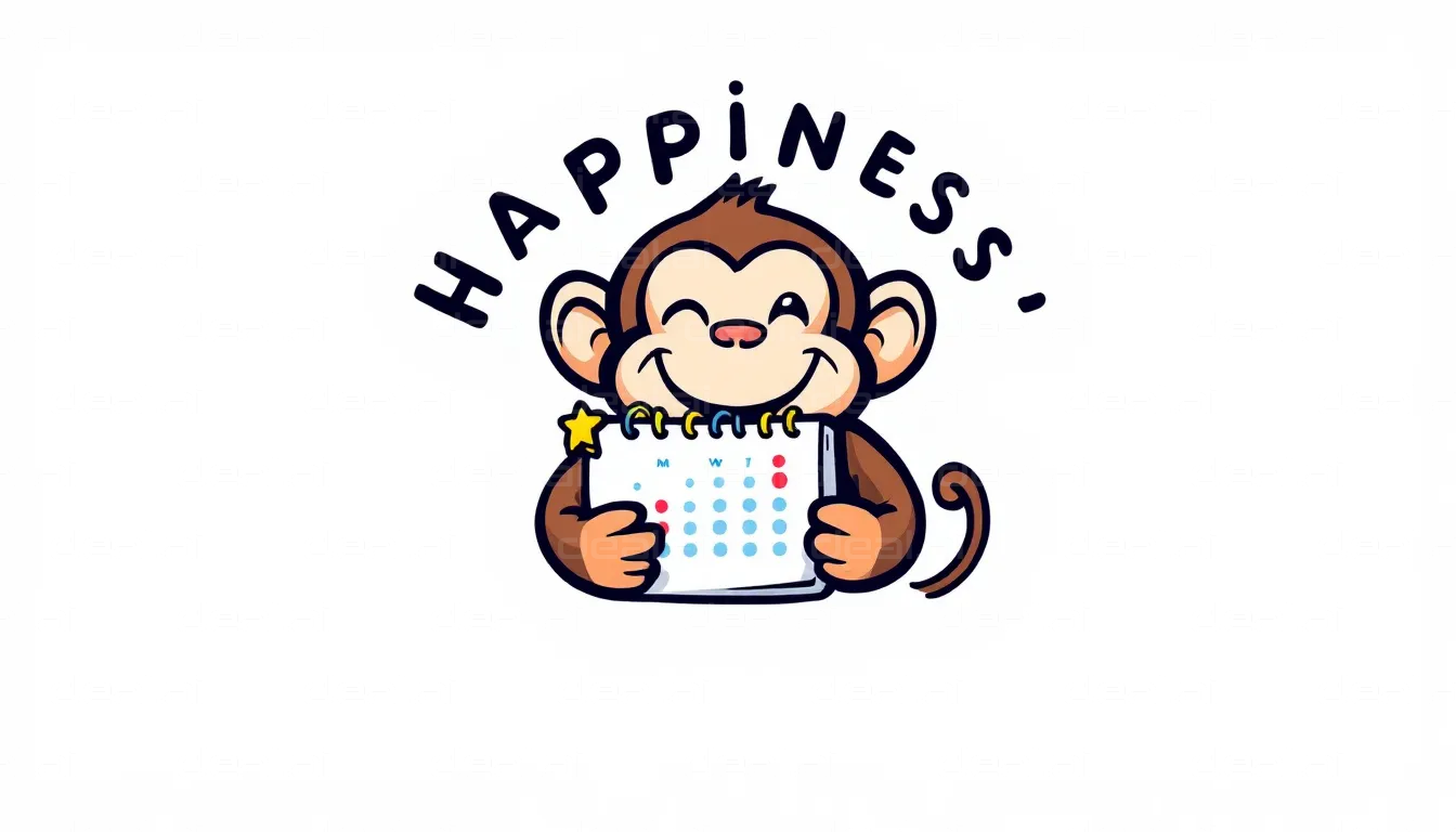 Smiling Monkey with Calendar Happiness