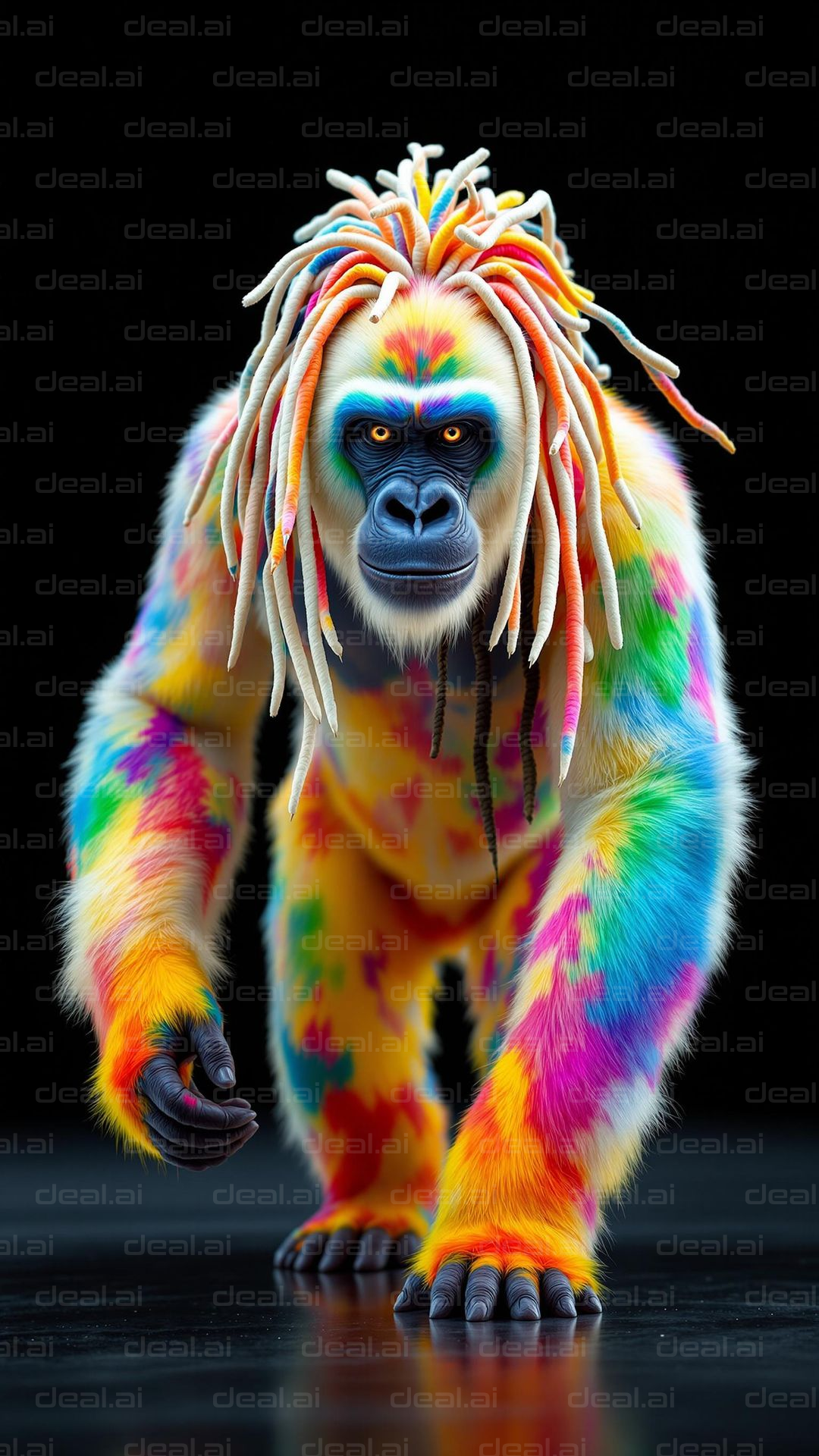 Rainbow Dreadlocked Gorilla Art