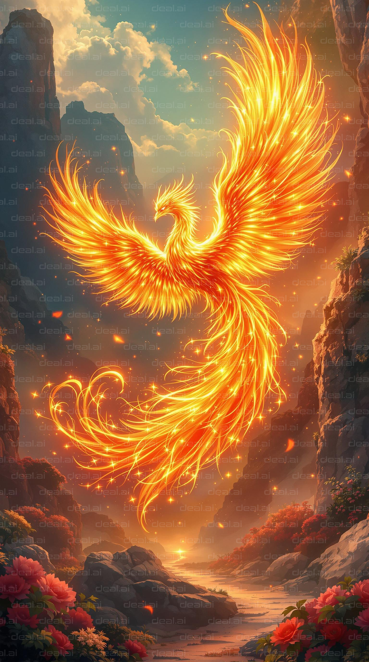 "Majestic Phoenix in Flight"