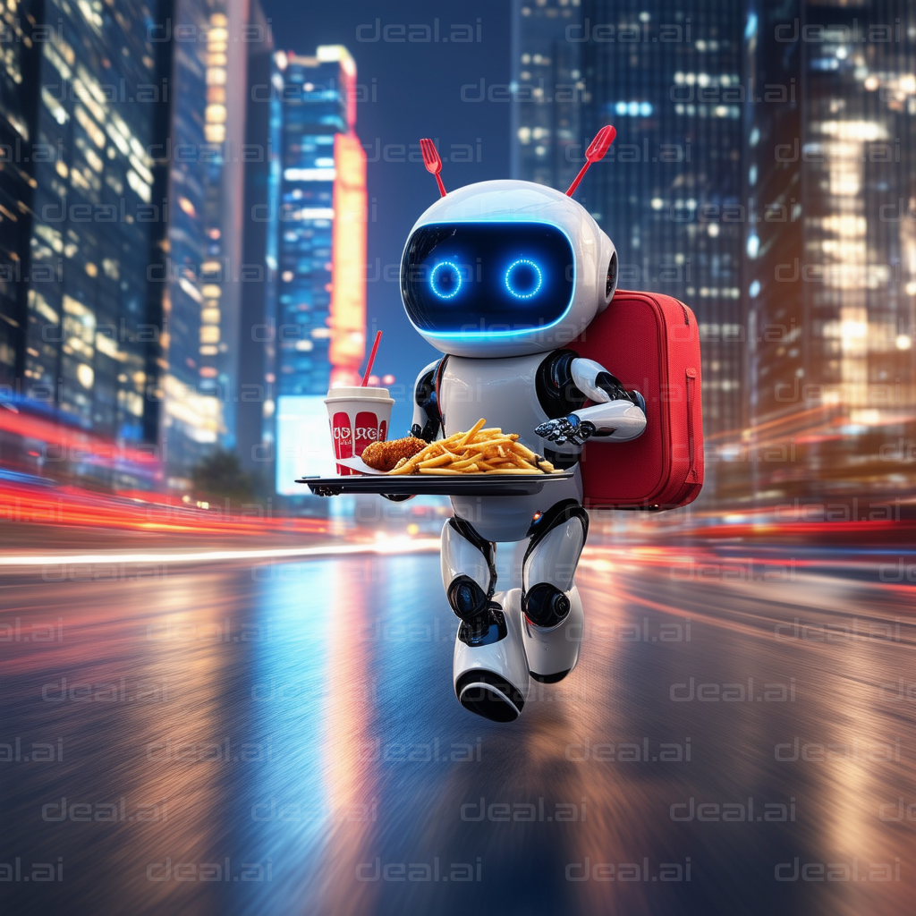 "Robot Delivering Fast Food in City"