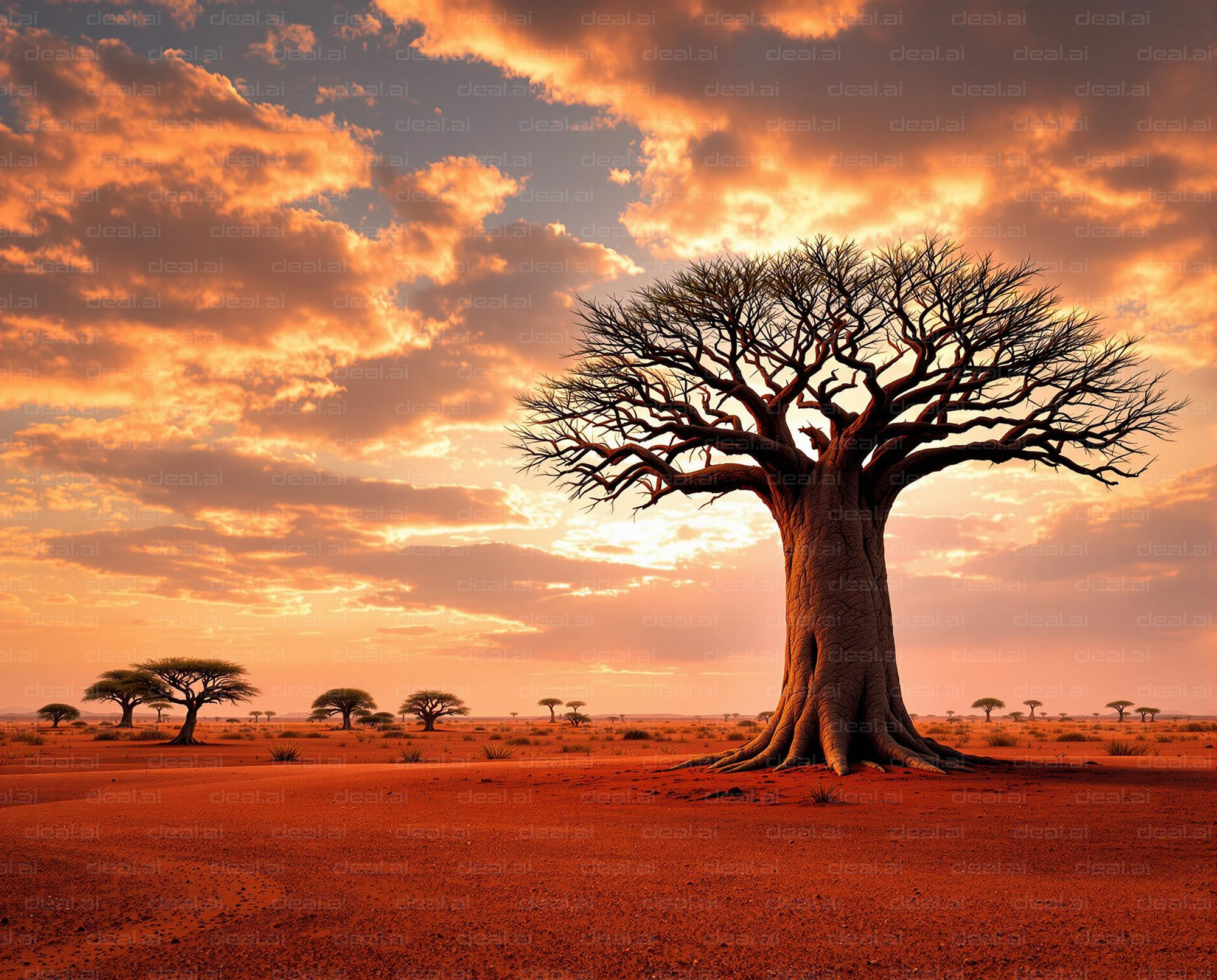 Sunset Over the Desert Baobab