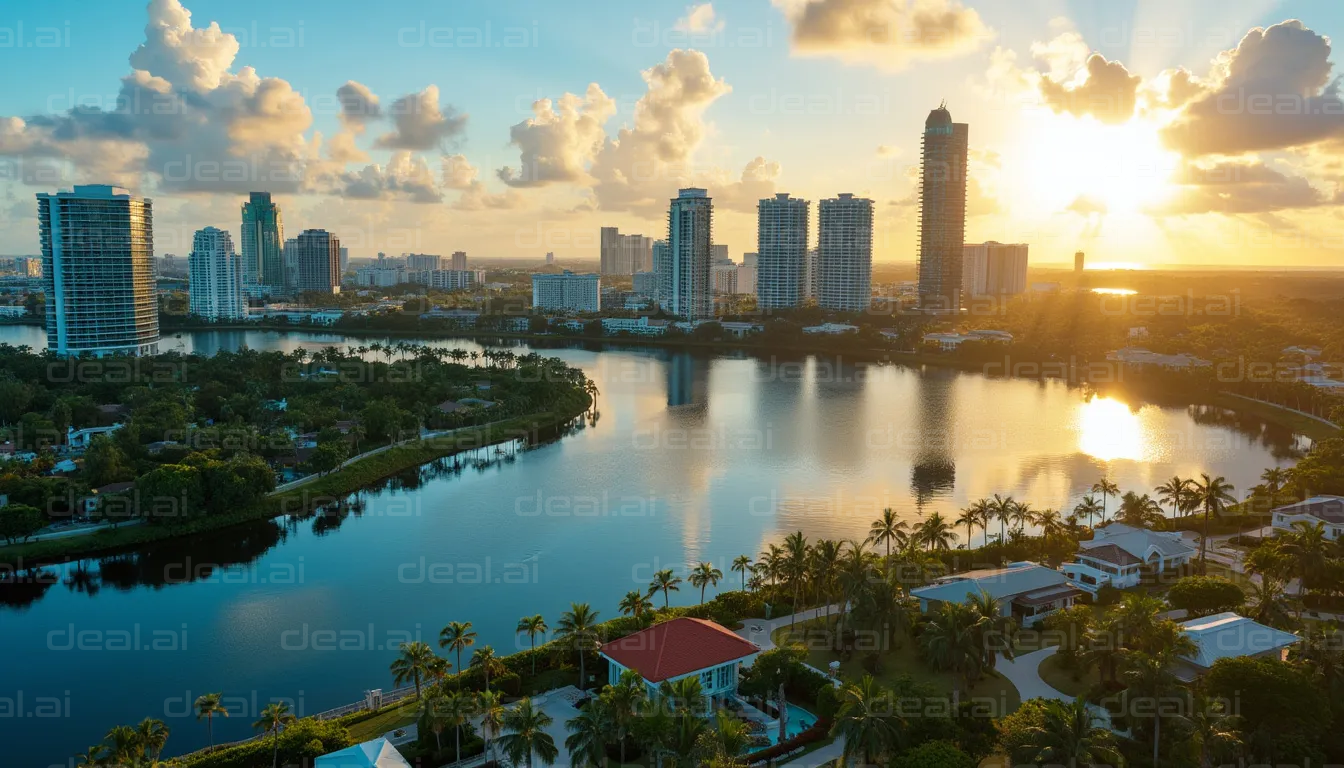 Sunrise Over Miami Skyline