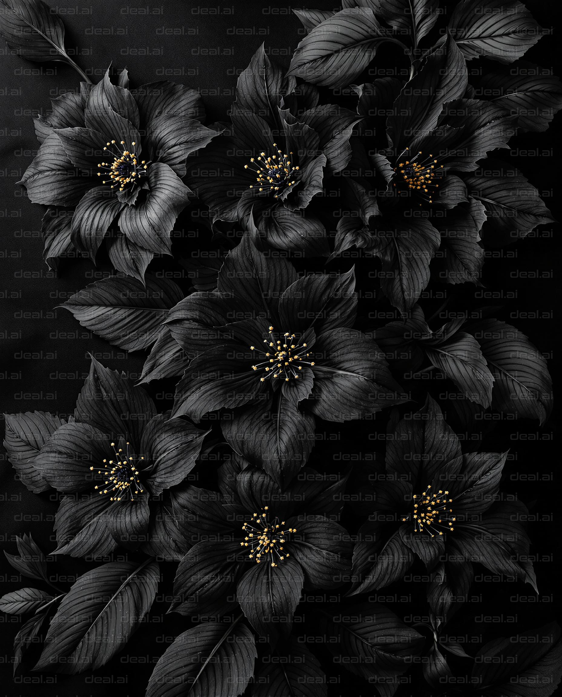 Elegant Black Flowers with Gold Accents