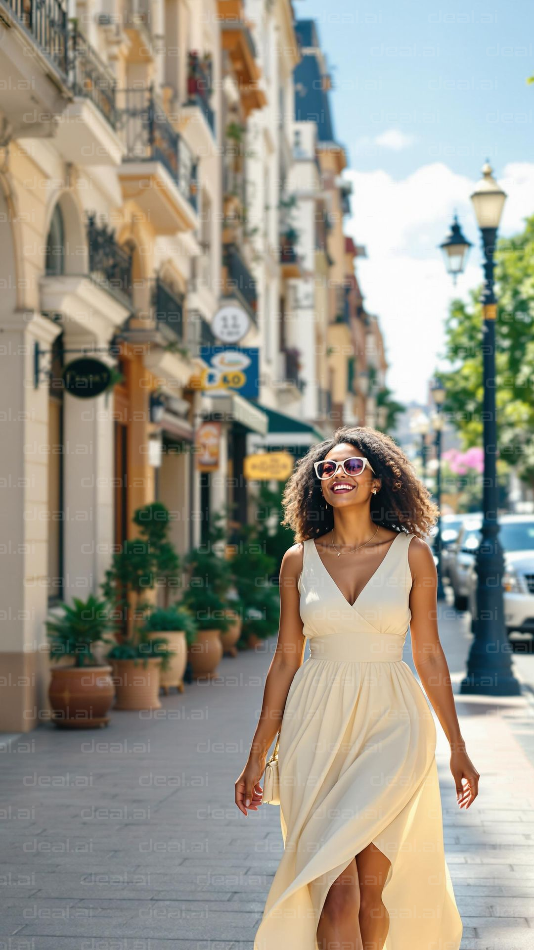 "Sunny Day Stroll in the City"