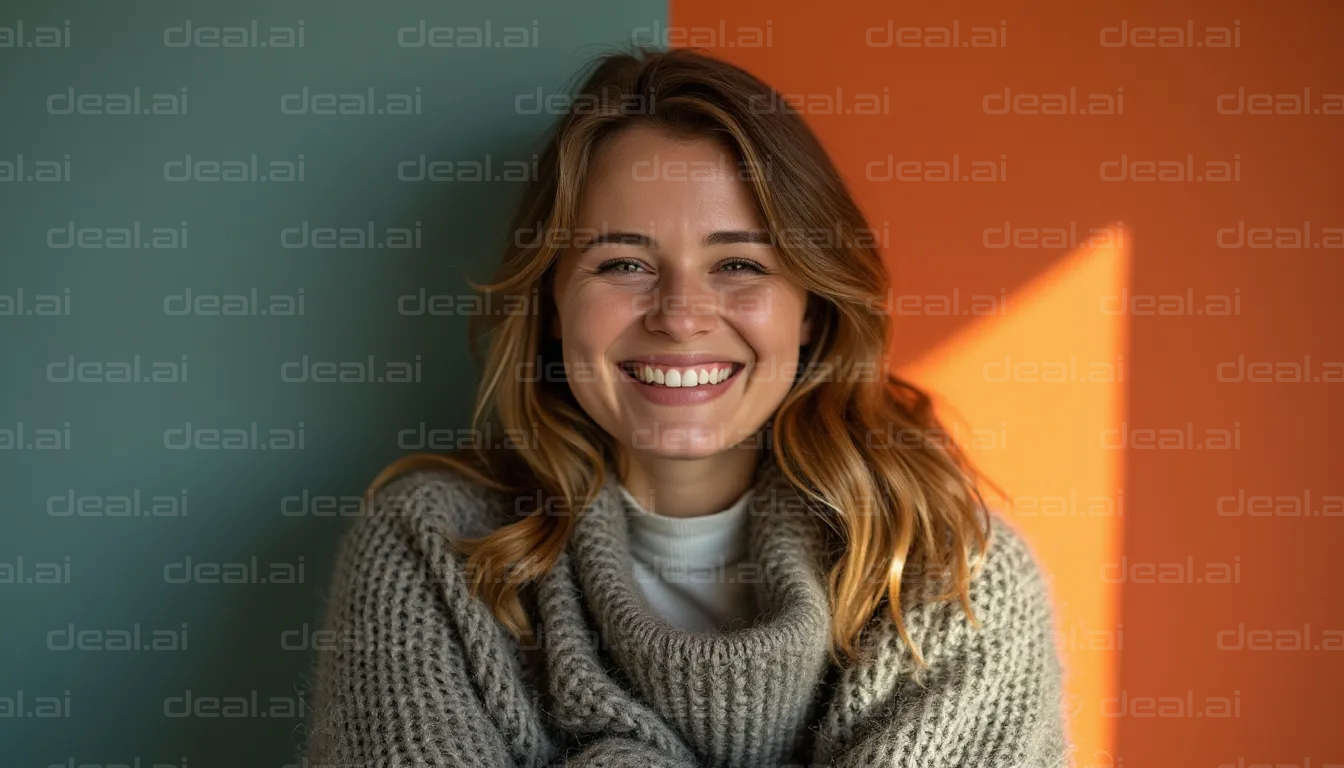 Radiant Smile Against Colorful Backdrop