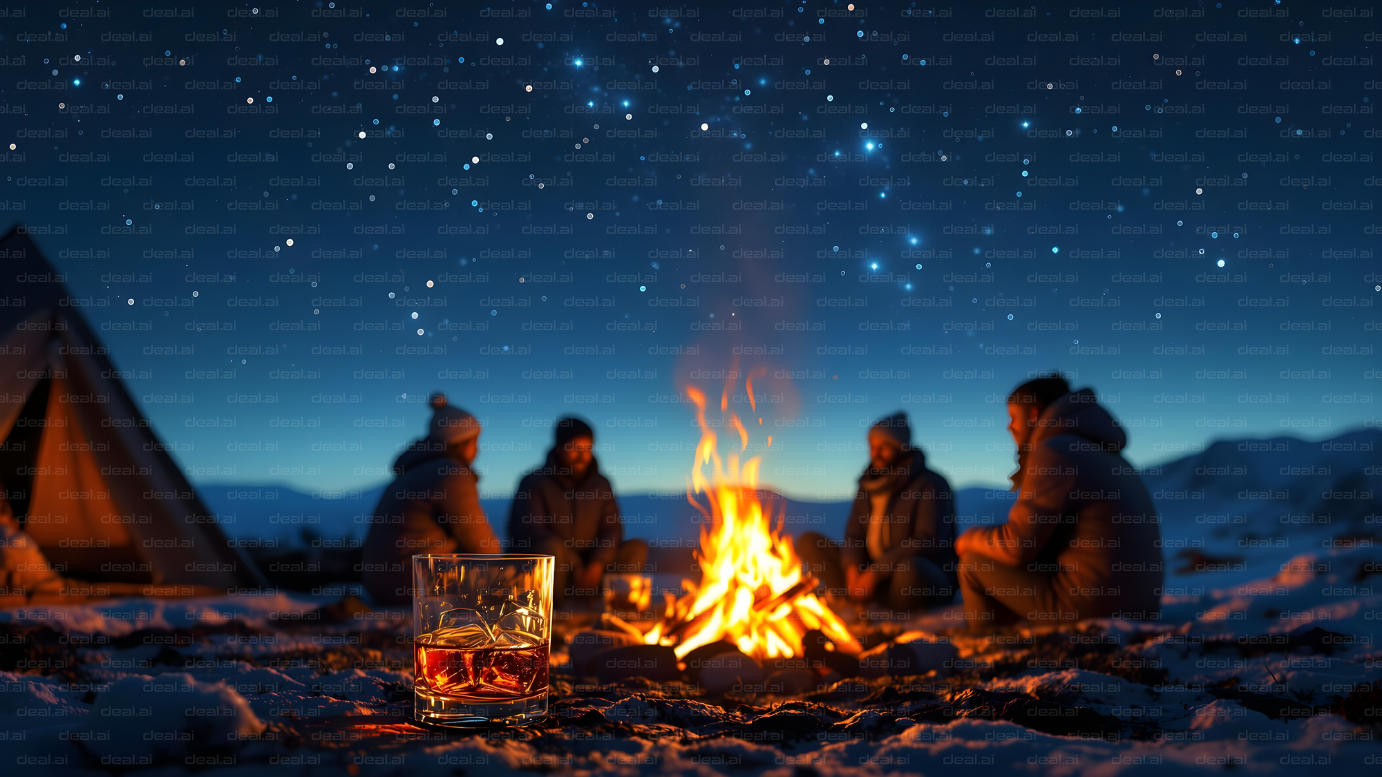 Starlit Winter Campfire Gathering