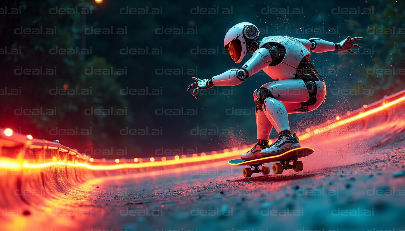 Robot Skater in Neon Lights