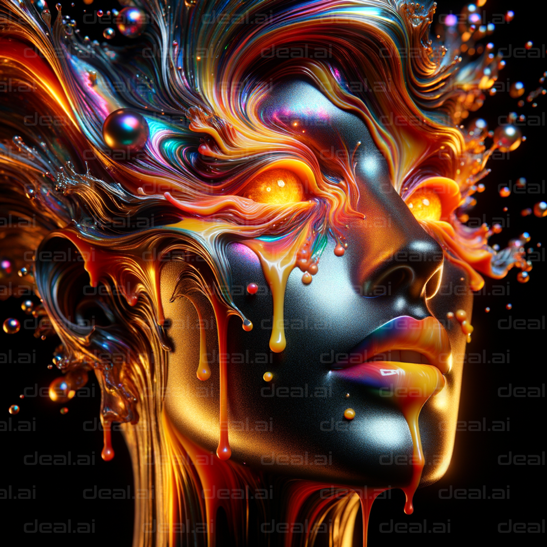 "Vivid Abstract Fusion of Colors in Portrait"