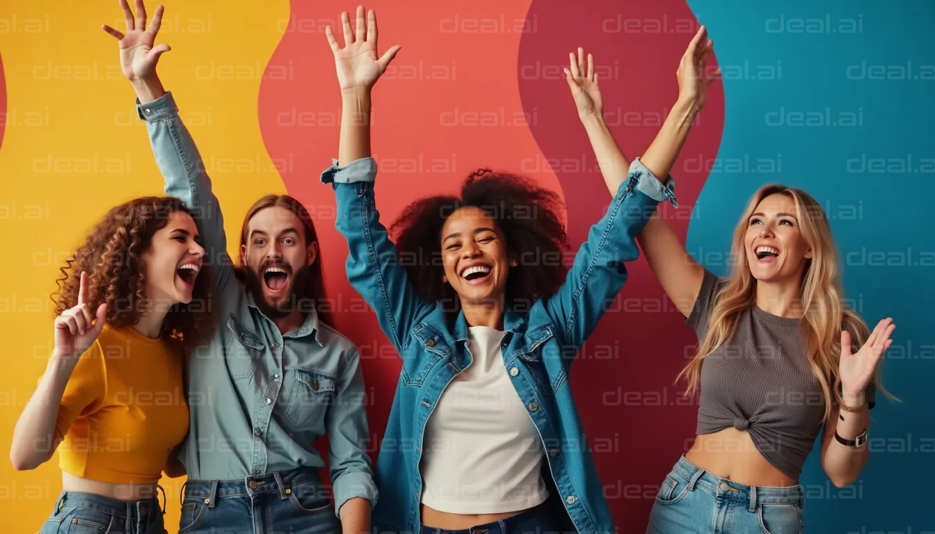 "Happy Friends Celebrating Together"