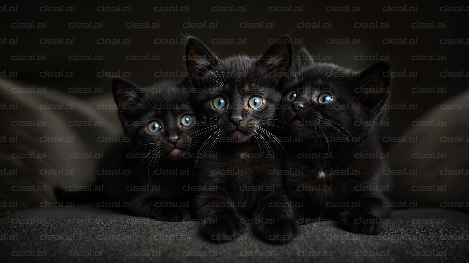 Trio of Adorable Black Kittens