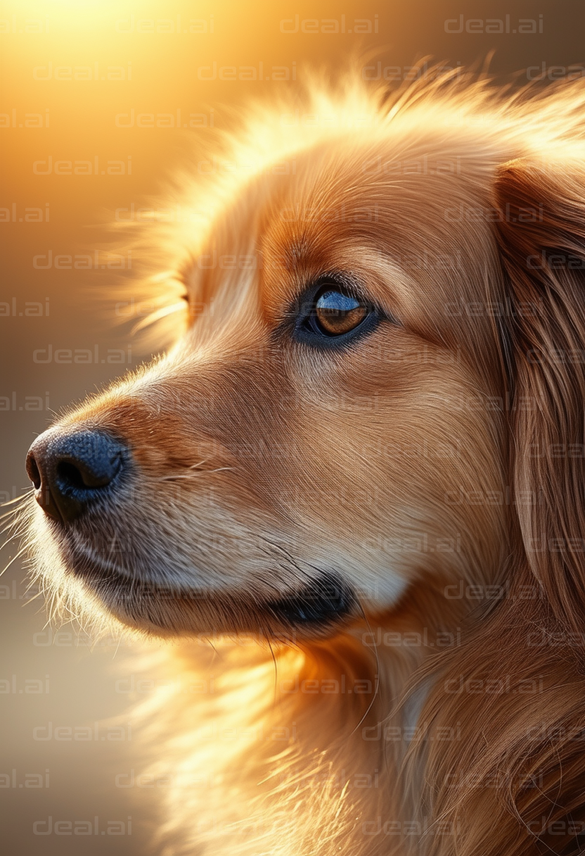 Golden Retriever in Warm Sunset Light