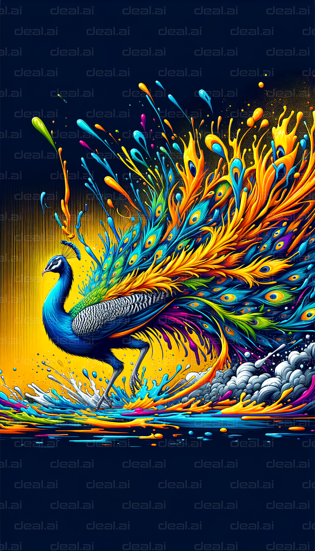 "Colorful Peacock Explosion"