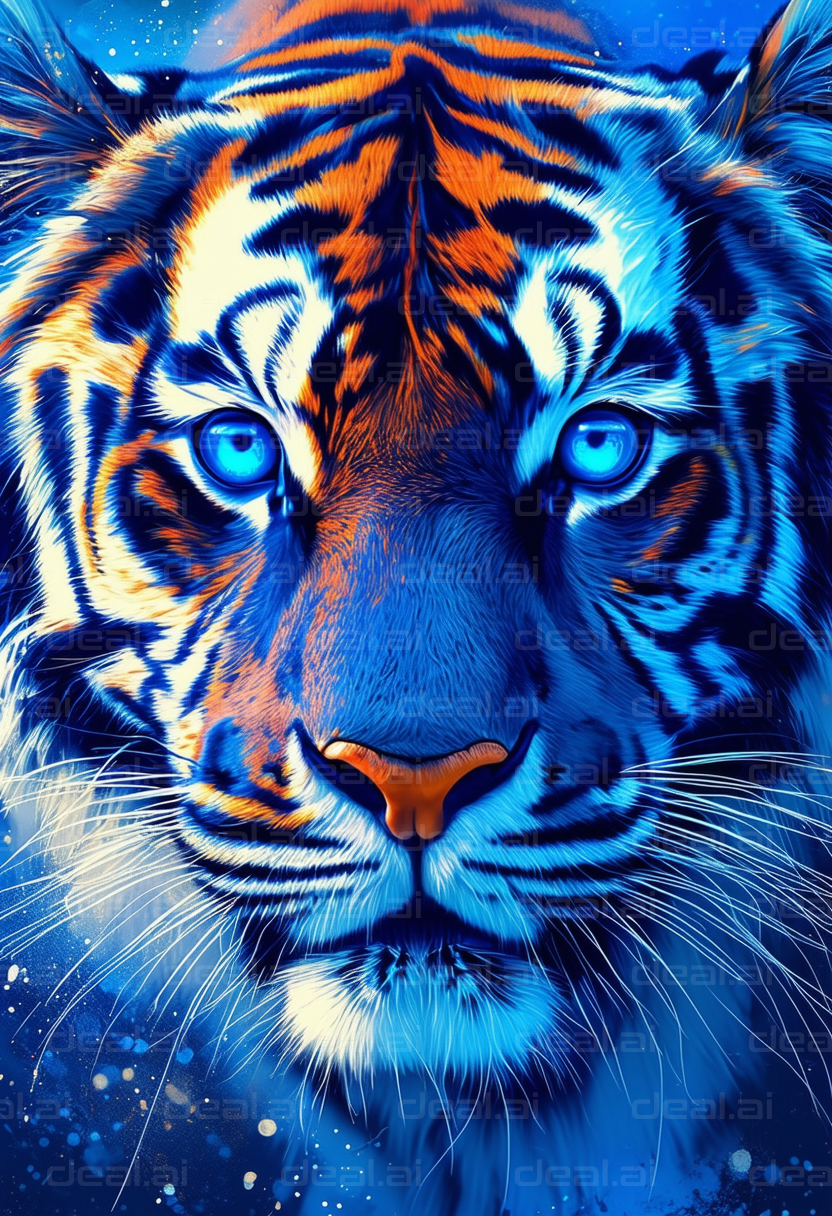 "Mesmerizing Blue-Eyed Tiger Art"