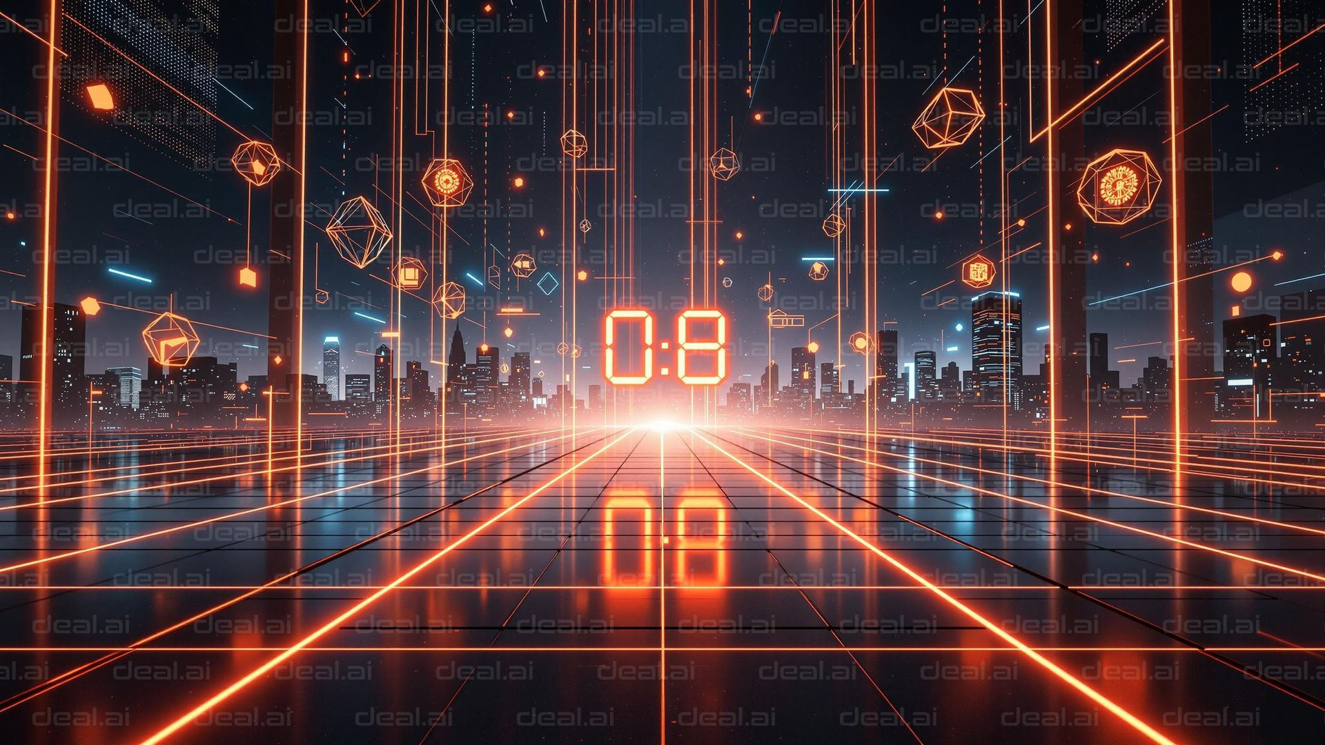 "Futuristic Countdown Skyline"