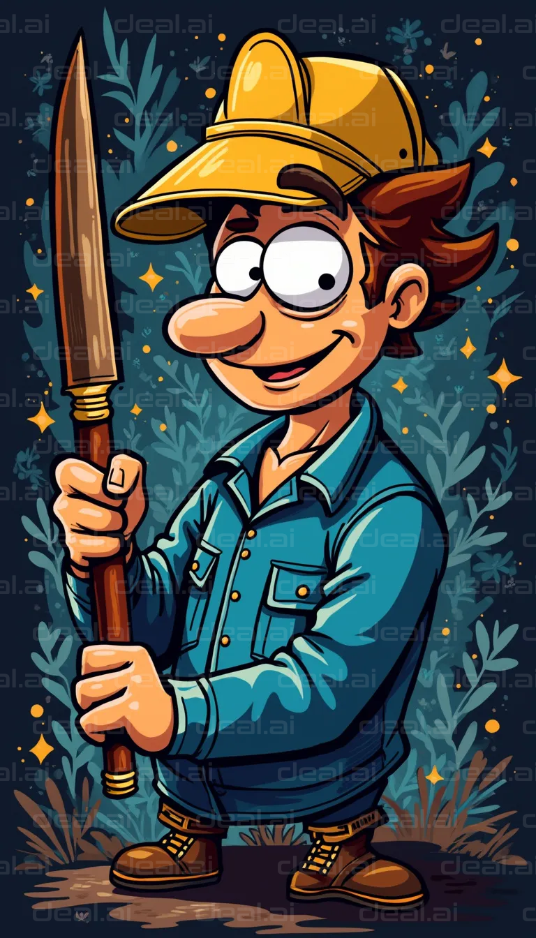 Cartoon Explorer with Spear