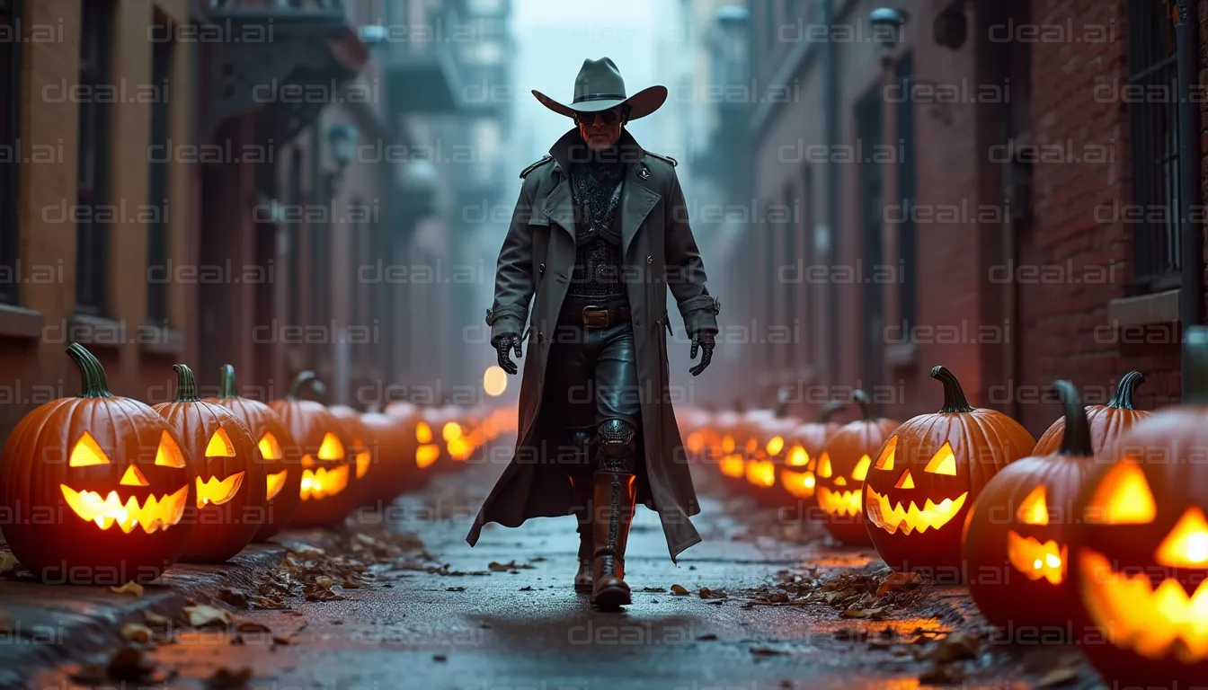 "Mysterious Cowboy on Halloween Night"