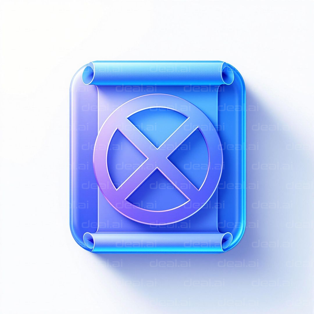 Blue X Scroll Design Icon
