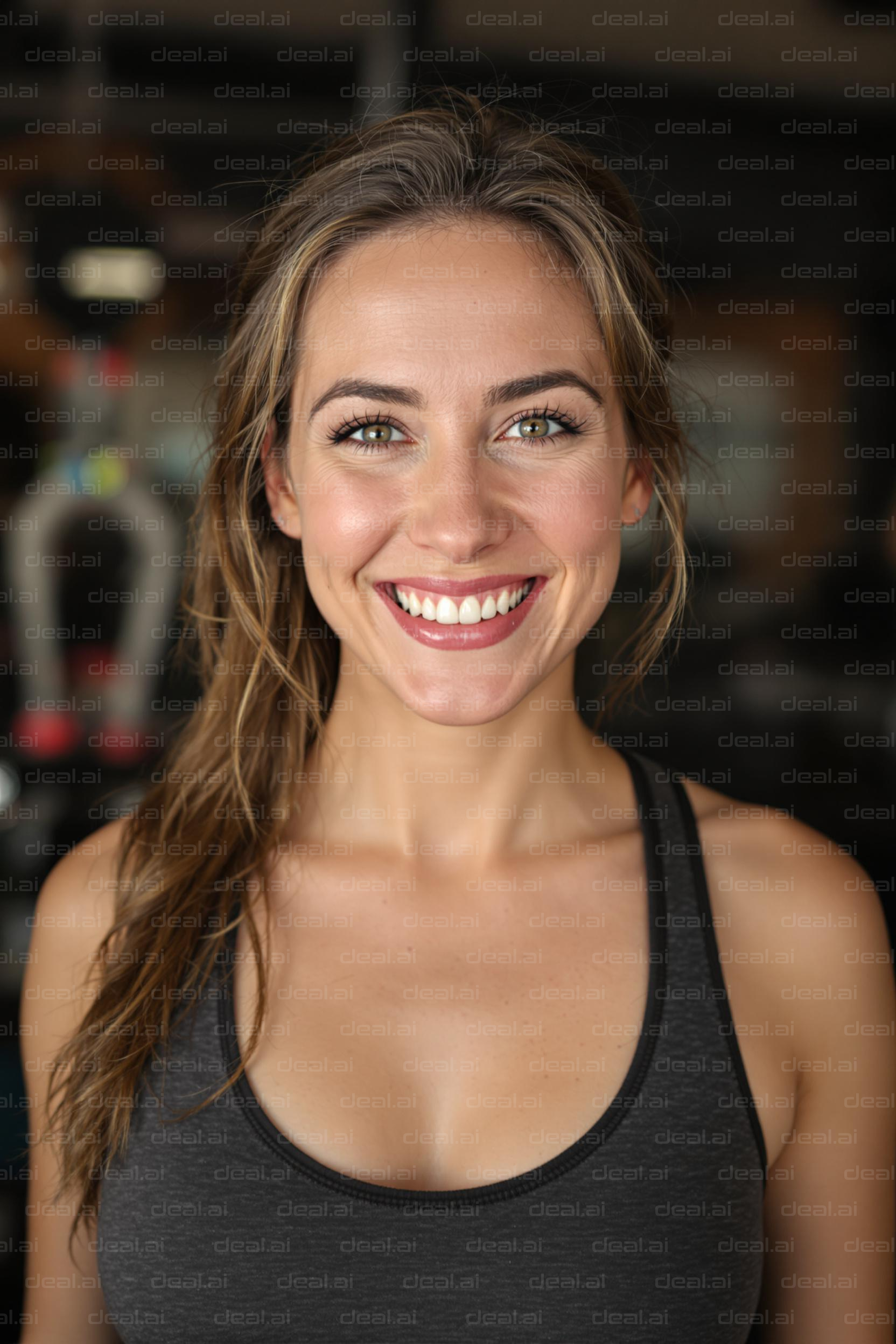 Smiling Woman in Workout Gear