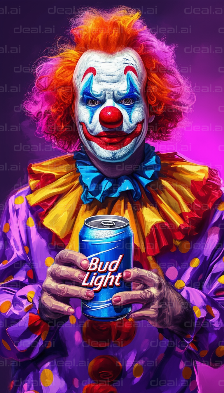 Clown Holding Bud Light Can