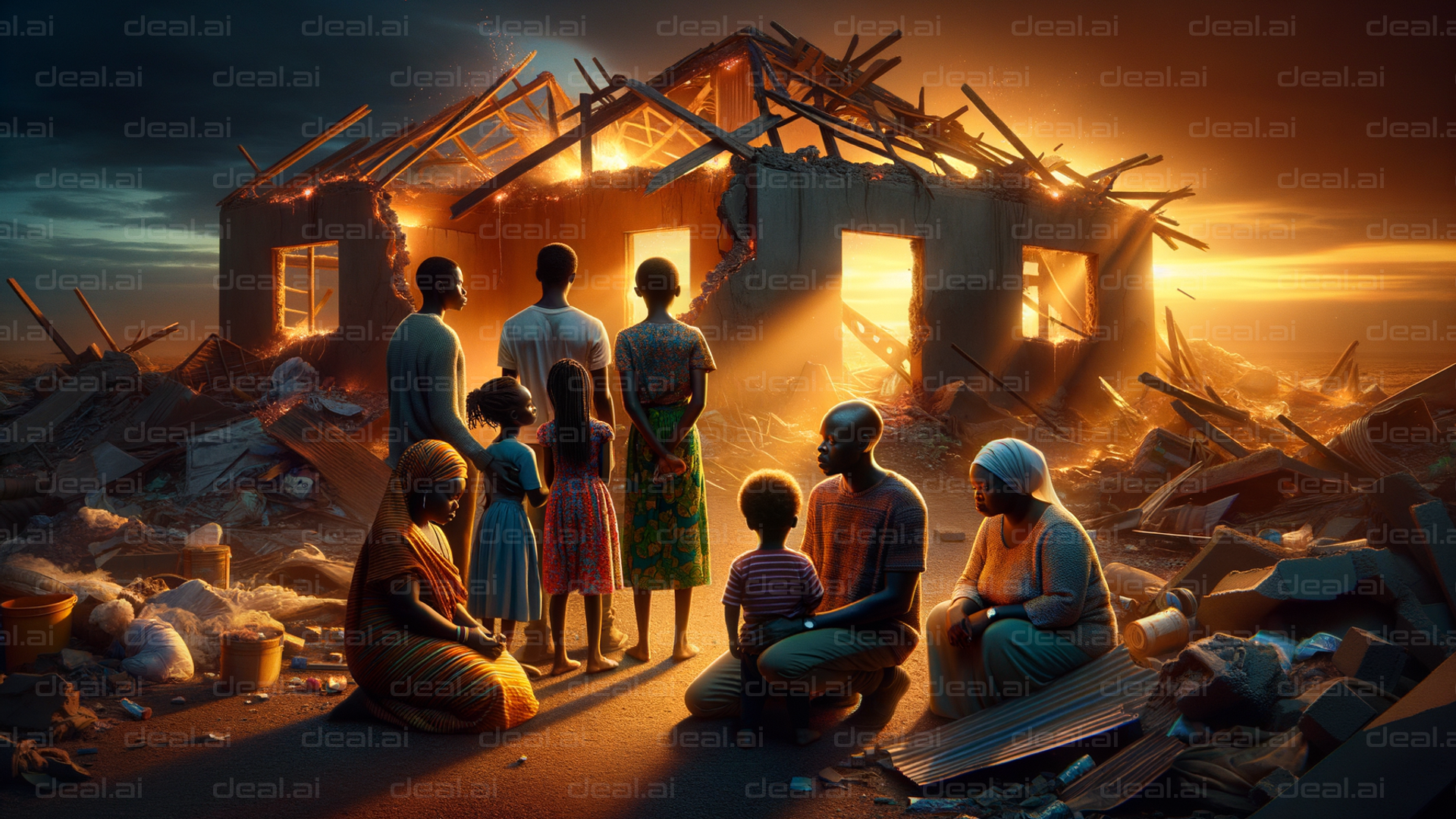Family Facing the Aftermath