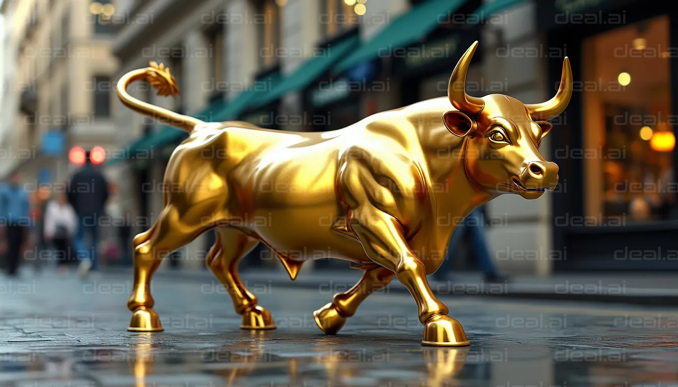 Golden Bull on City Street