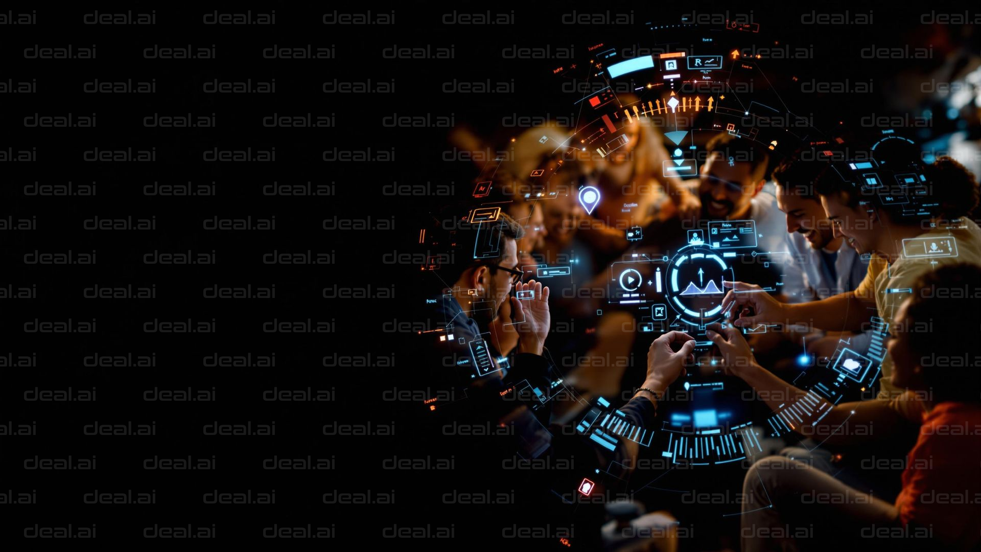 Futuristic Team Collaboration Scene