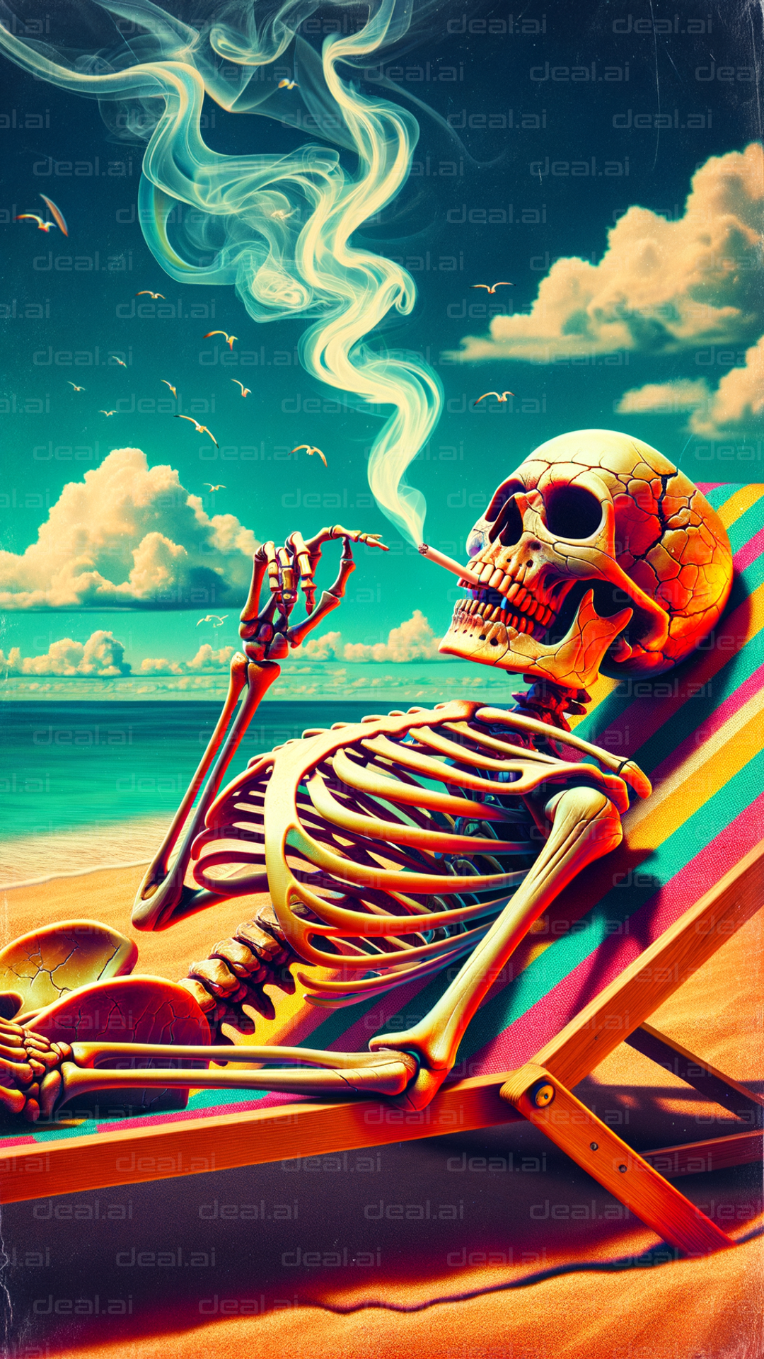 "Skeleton Relaxation on the Beach"