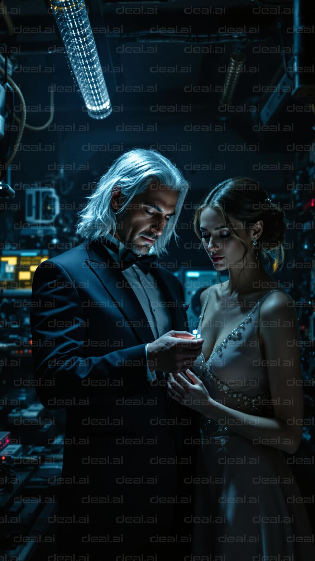 Elegant Couple in the Control Room