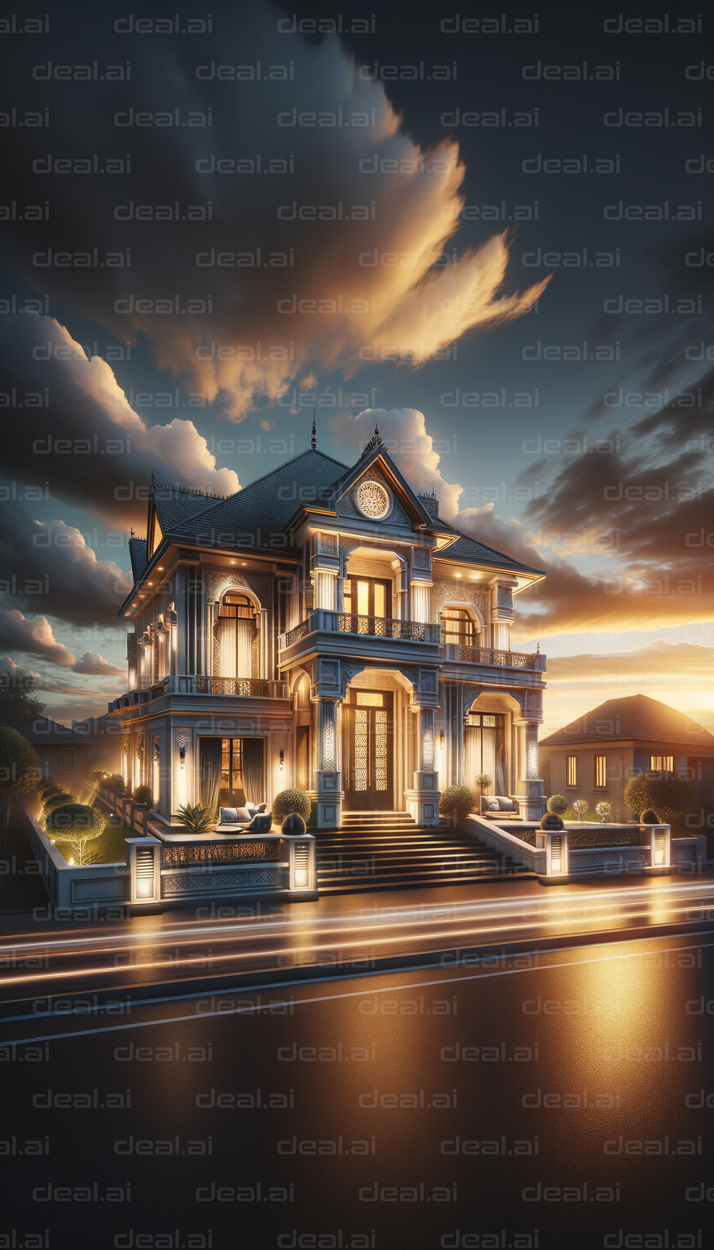 Elegant Mansion at Sunset