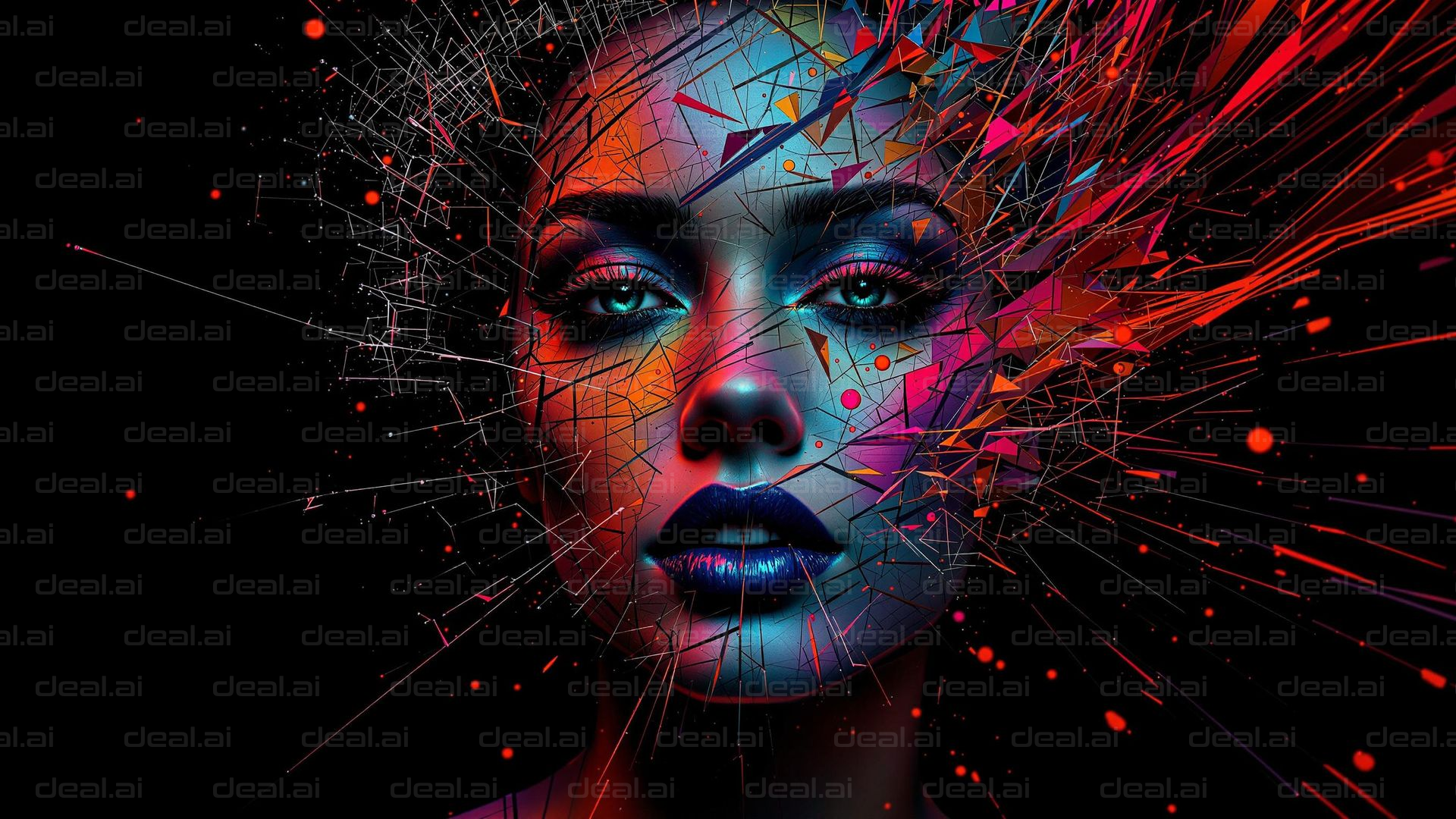 Fractured Neon Portrait Fusion