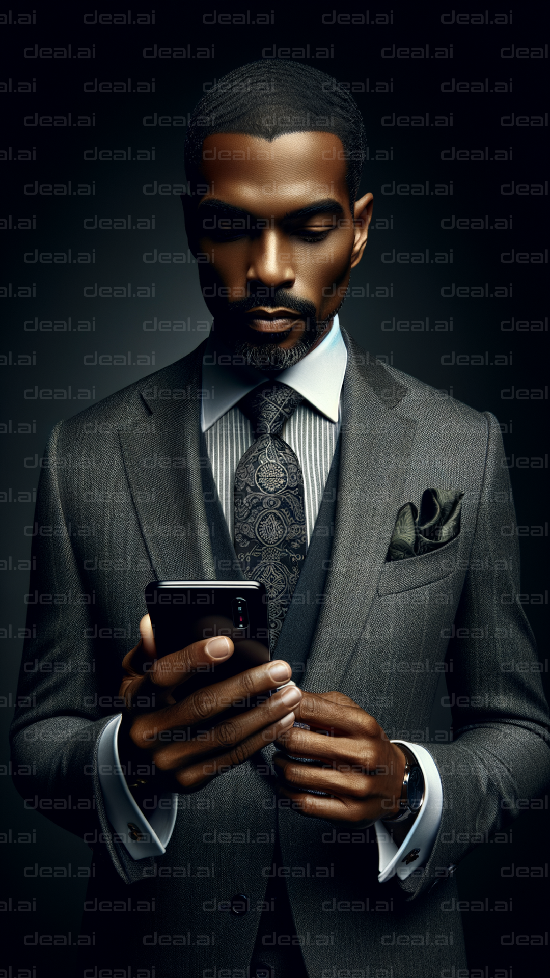 Businessman Checking Phone Elegantly