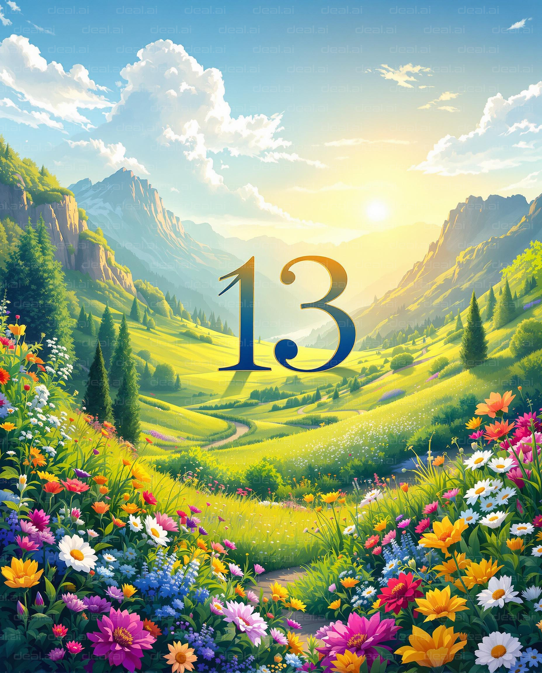 "Serene Valley with Number 13"