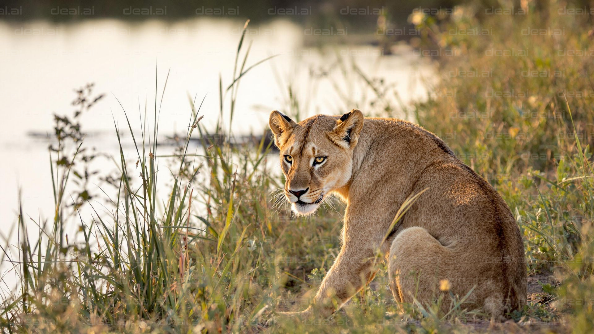 Lioness by the Water's Edge