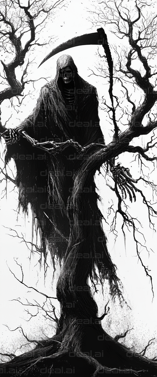 "Grim Reaper Among Dead Trees"