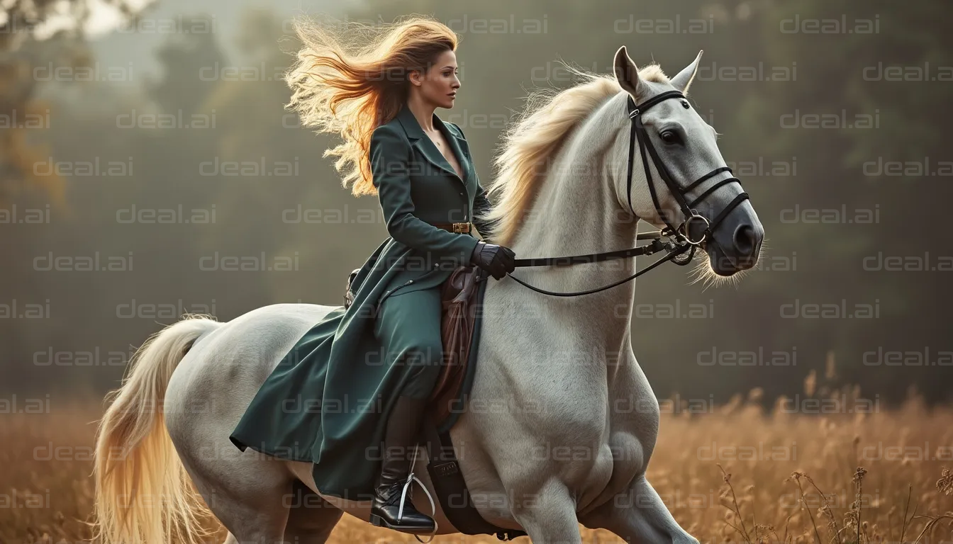 Woman Riding Horse in the Sunset