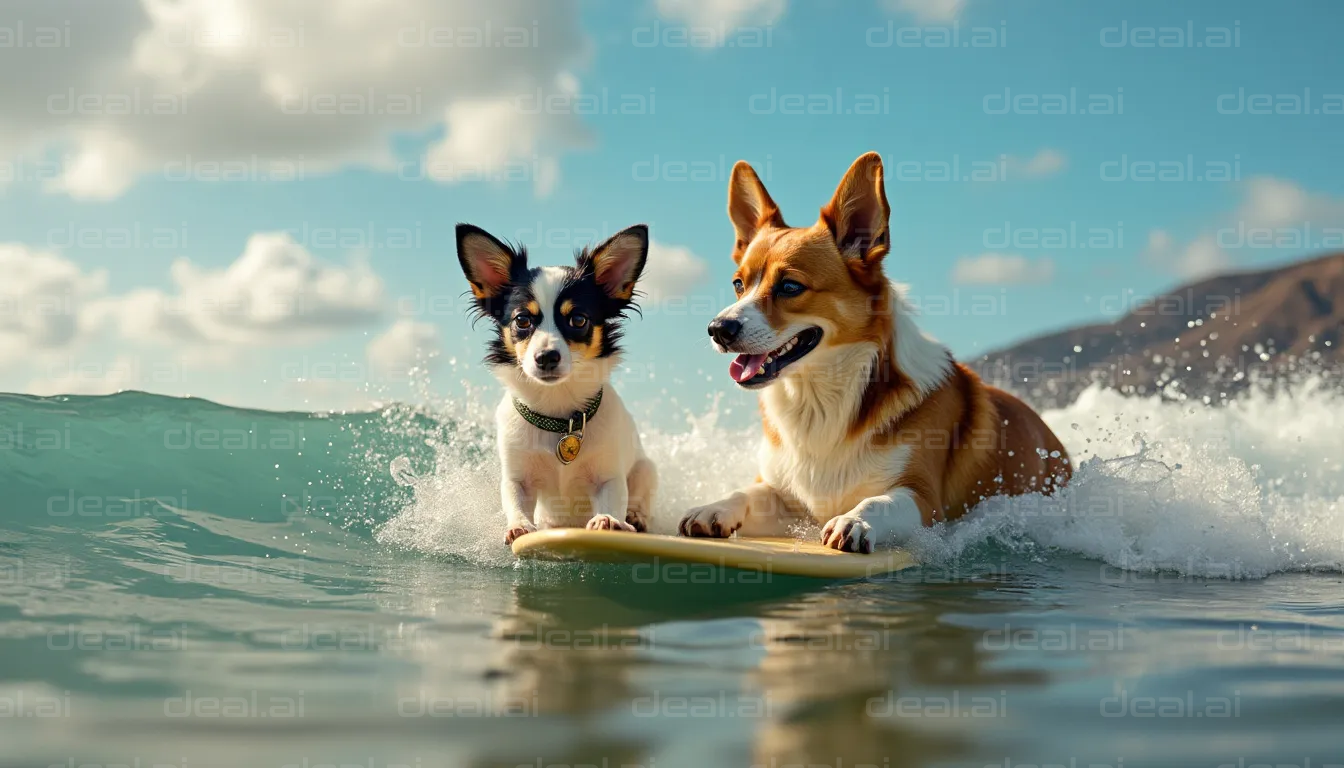 Surfing Pups Ride the Waves!