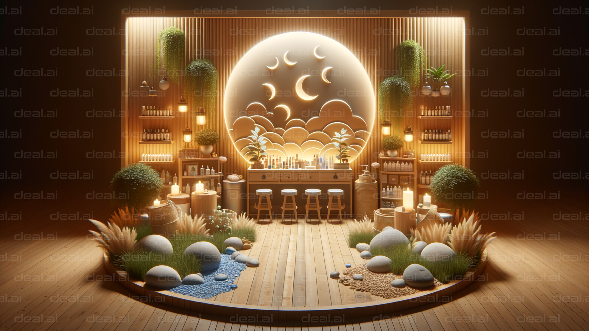 "Cozy Spa with Moonlit Decor"