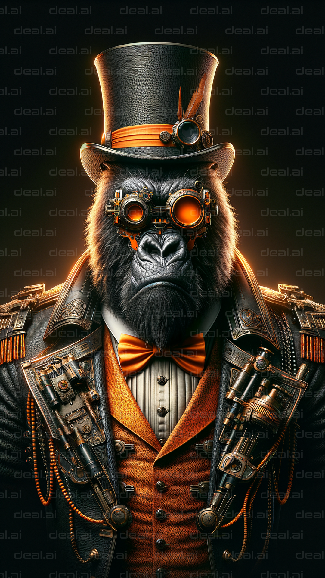 "Steampunk Gorilla in Top Hat & Goggles"