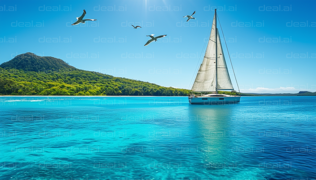 Sailboat on a Clear Blue Tropical Sea