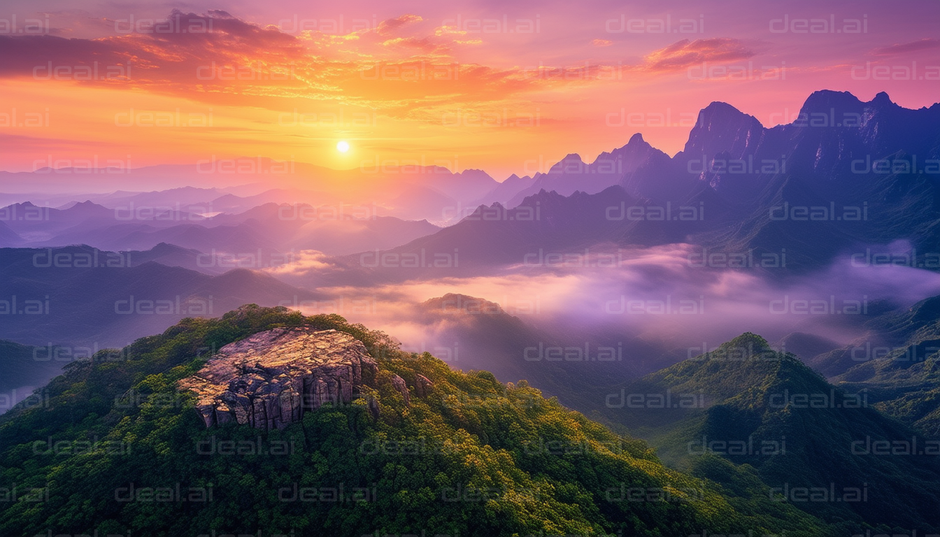 "Majestic Mountain Sunrise Vista"