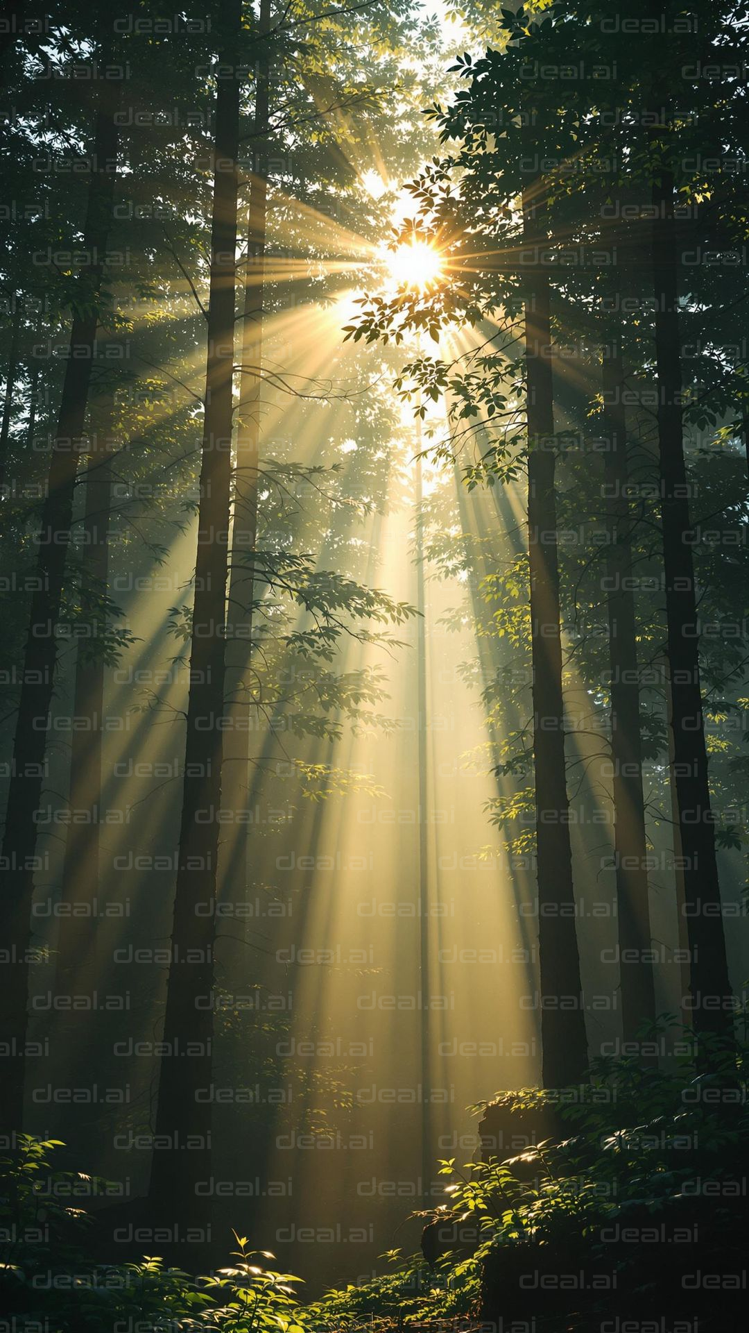 Sunlight Through Forest Trees